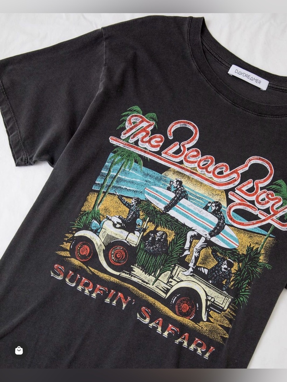 Daydreamer Beach Boys Surfin’ Safari Boyfriend Tee in Vintage Black - Picture 4 of 9